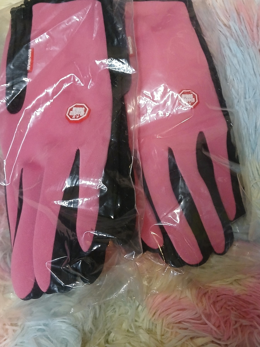 Brand New Pink Women's Winter Gloves with Black Trim